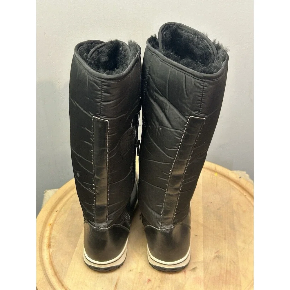 AU Air Underground Boots Womens 7 Quilted Lace Up Side Zip Black Tall Warm